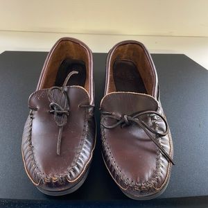 Size unknown. Approximately size 10.5 men’s Minnetonka Moccasins